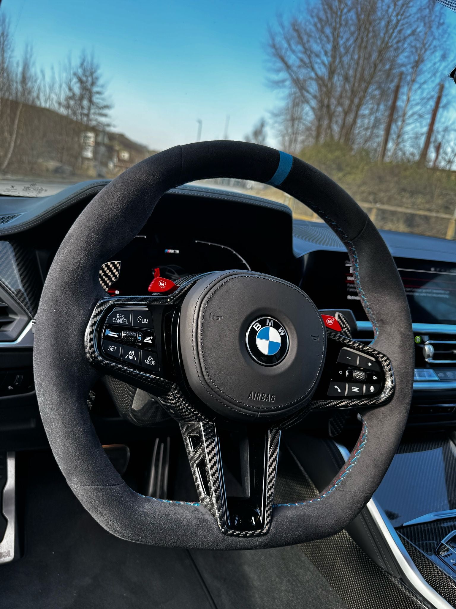 Carbon Alcantara steering wheel LCI suitable for BMW G87 G80 G81 G82
