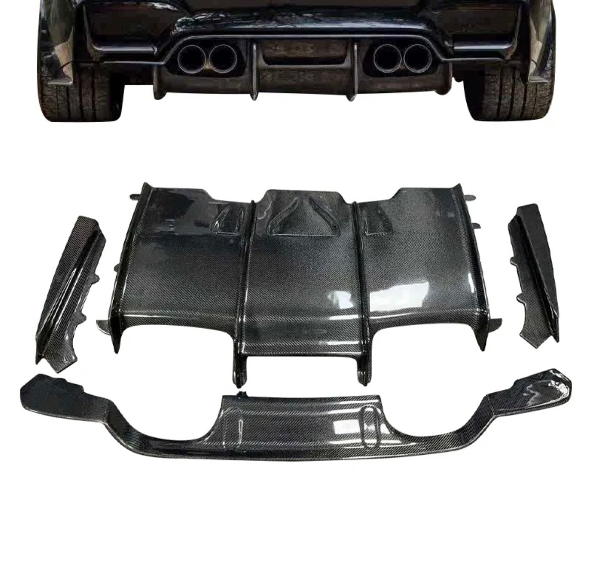 Carbon Fiber Diffuser 4 Pieces passend für BMW F80 M3 F82 F83 M4
