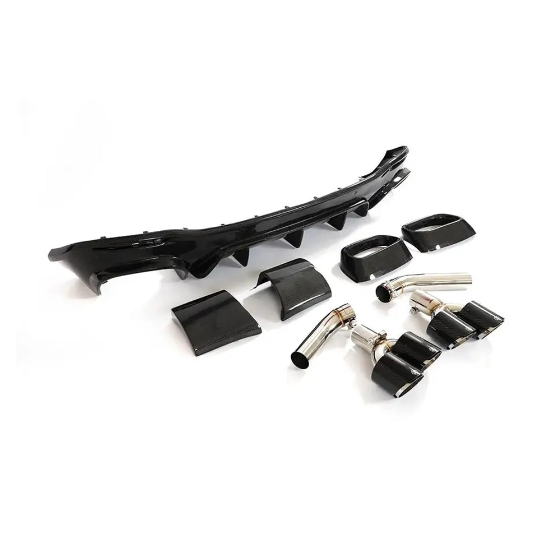 Carbon Fiber Car Rear Bumper Diffuser Lip With Exhaust Tips Tailpipe passend für Mercedes-Benz GLE Class W167 C167 GLE63 AMG