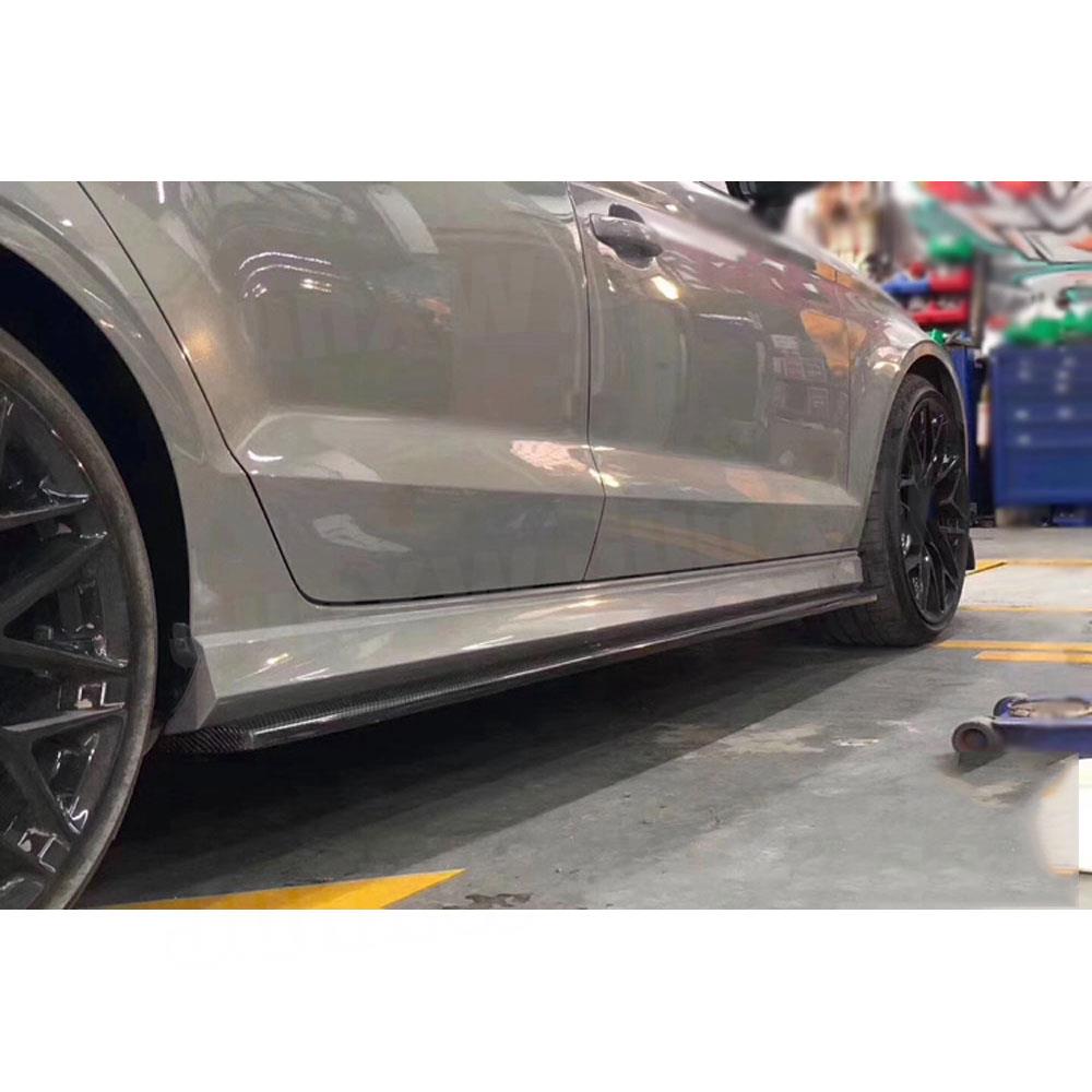 Carbon Fiber Side Skirts Bumper Kits passend für Audi A3 S3 RS3 4 door 2014 - 2018 side blade Door Aprons Car Styling 2pcs/Set