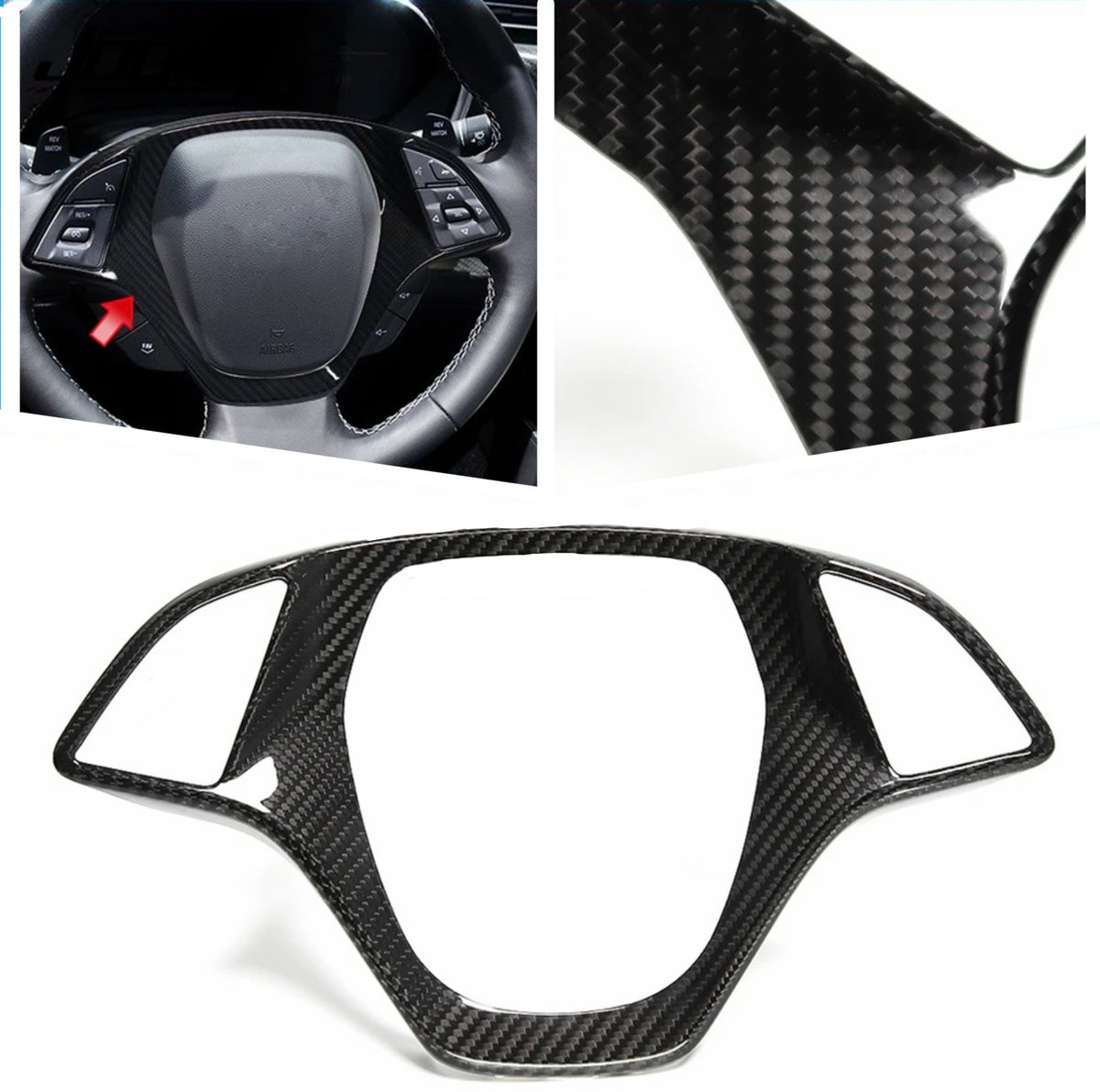 Carbon Fiber Steering Wheel Cover passend für Chevrolet Corvette C7