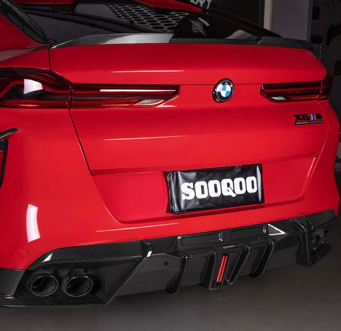 Carbon Fiber Diffuser With Brake Light passend für BMW X6M F96 LCI