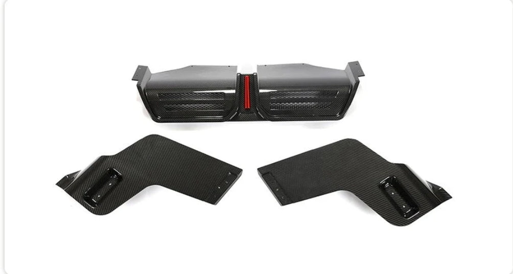 Carbon Fiber Car Rear Bumper Diffuser With LED For Porsche Macan GTS Sport Utility